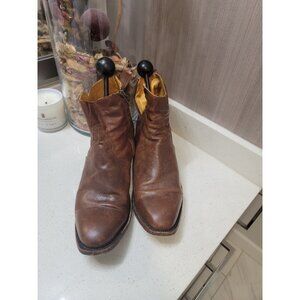 Overland Jesse Handcrafted Leather Round Toe Western Cowboy Work Boots Brown 10D